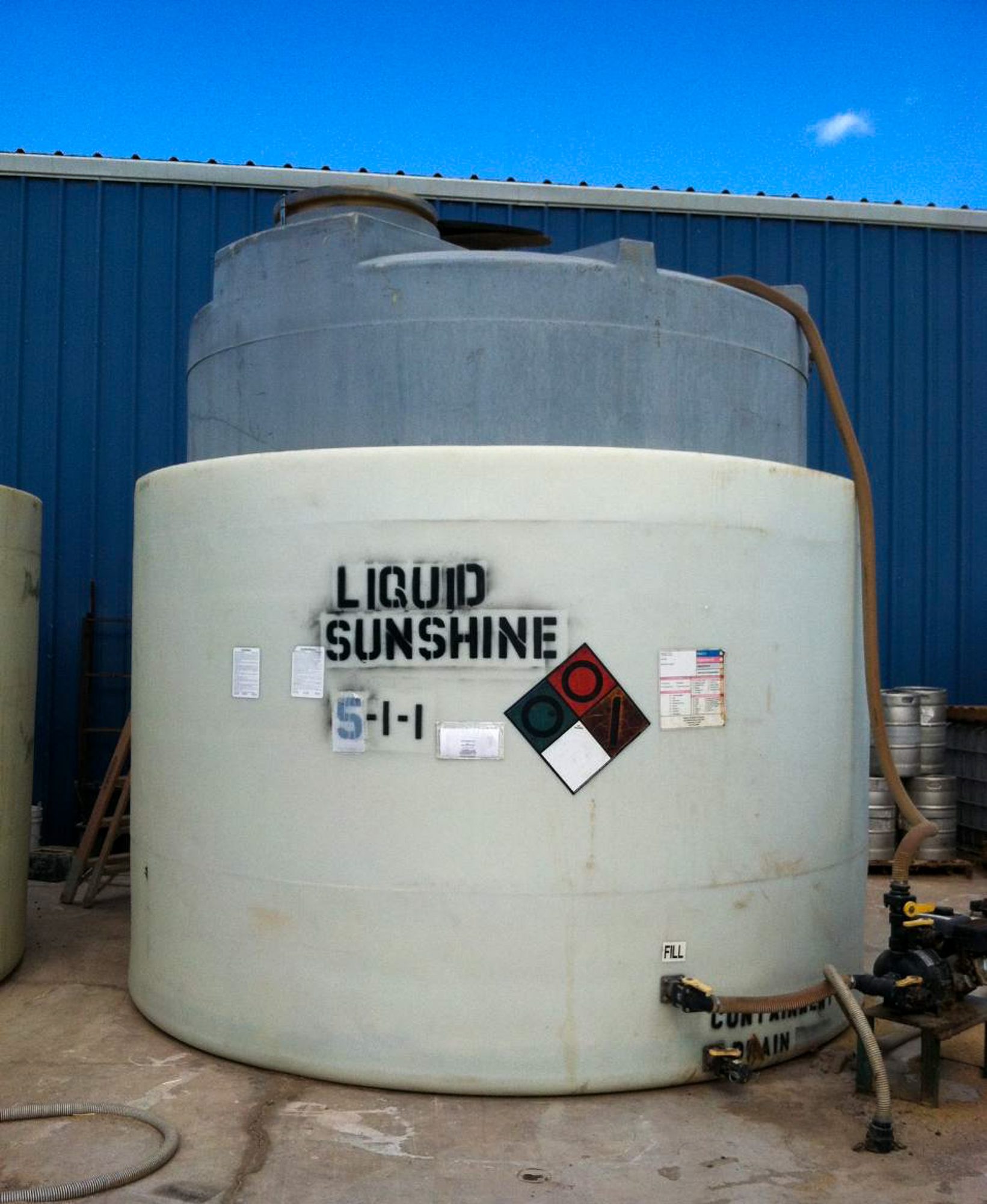 A Liquid Sunshine 5-1-1 storage tank at the BWF Banducci plant